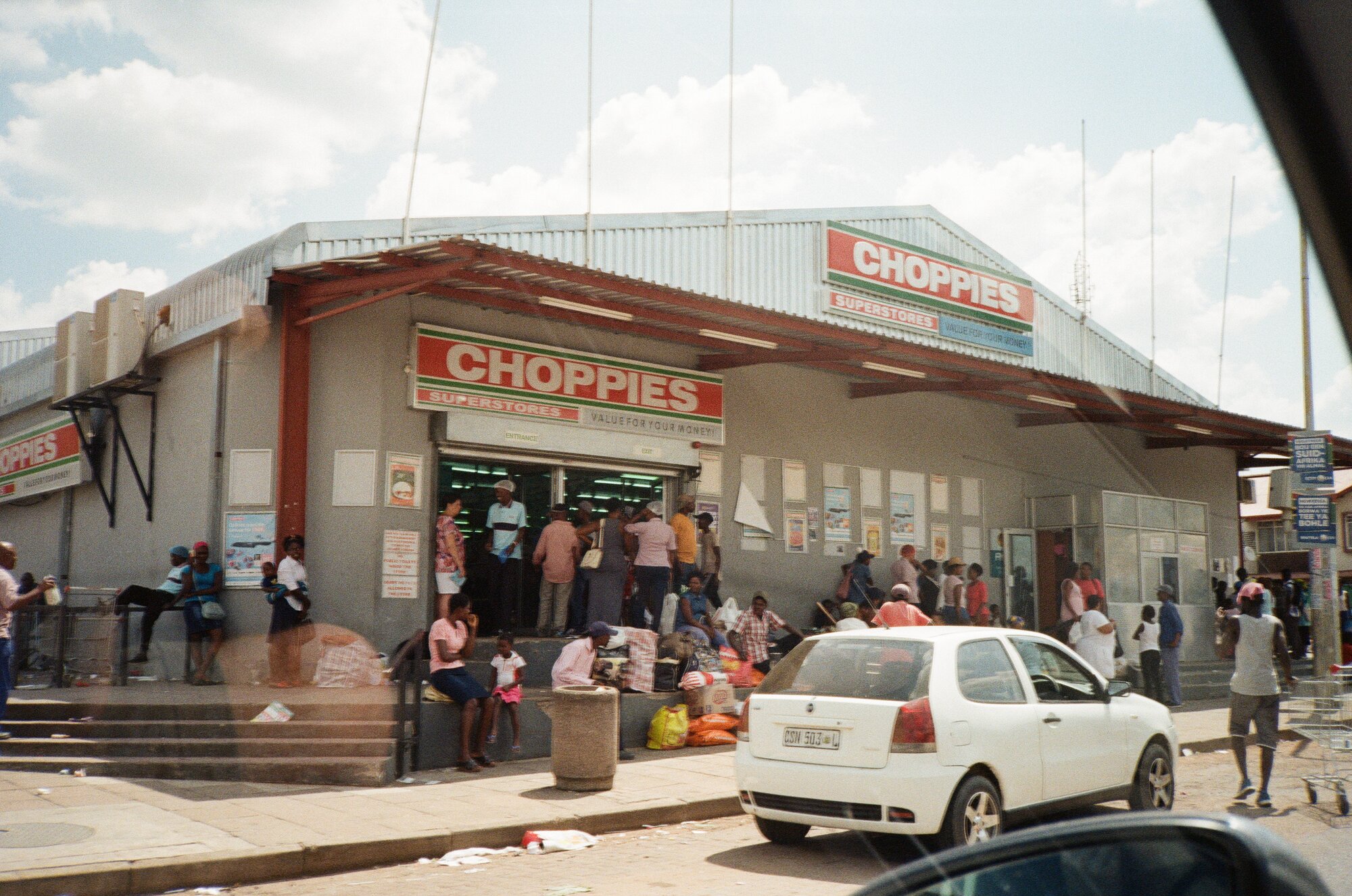 A downtown grocery scene